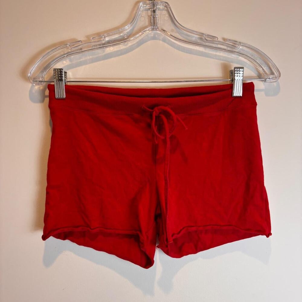 Skims Womens Cotton Fleece Shorts Size S Red Drawstring Lounge Sweat Shorts